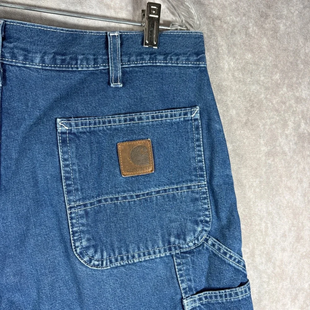 Vintage Carhartt Jean Shorts Mens Size 36 Blue Denim Carpenter Jorts Y2K B28DST
